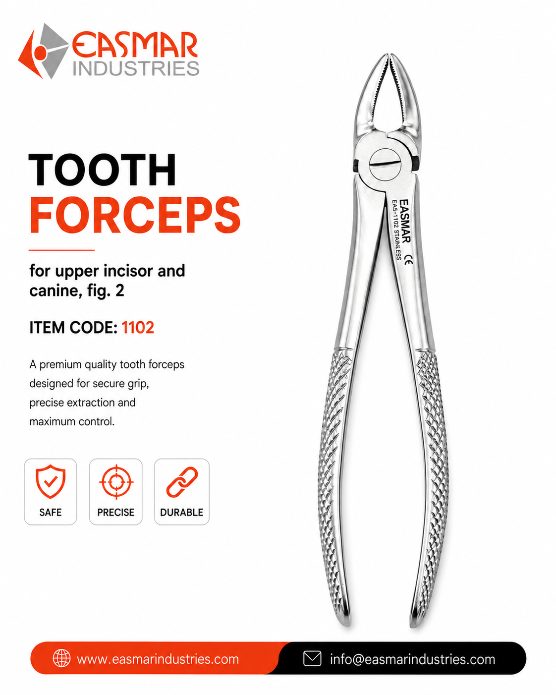 Premium Tooth Forceps for Upper Incisor and Canine Fig. 2