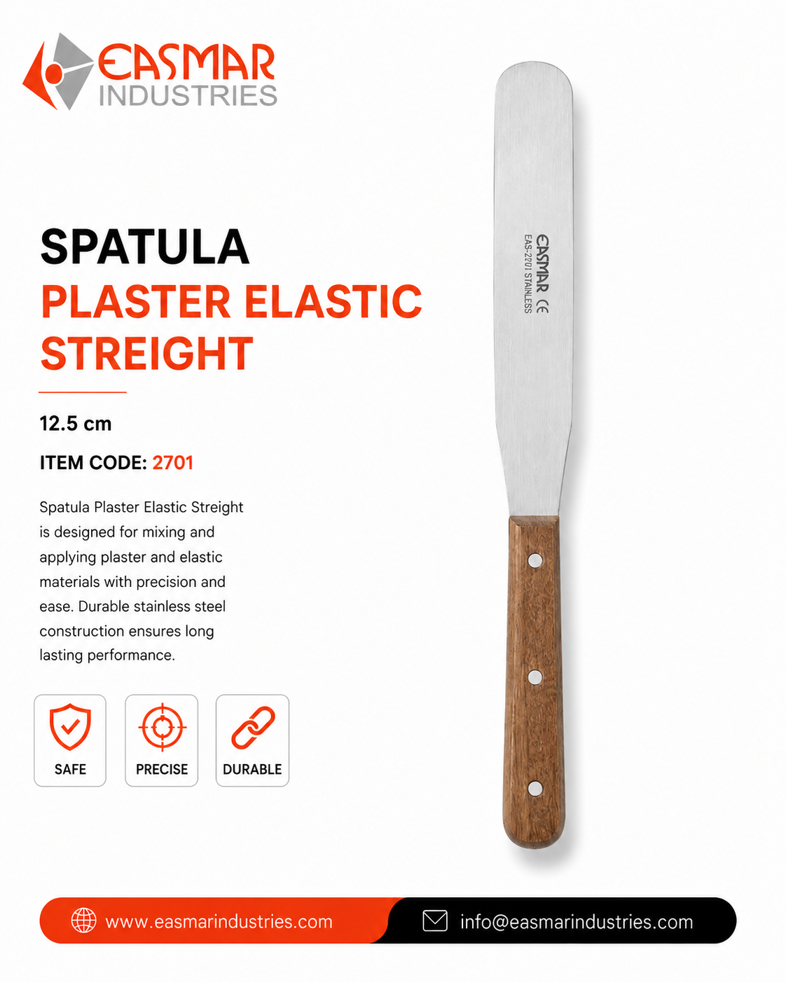 SPATULA PLASTER ELASTIC STREIGHT